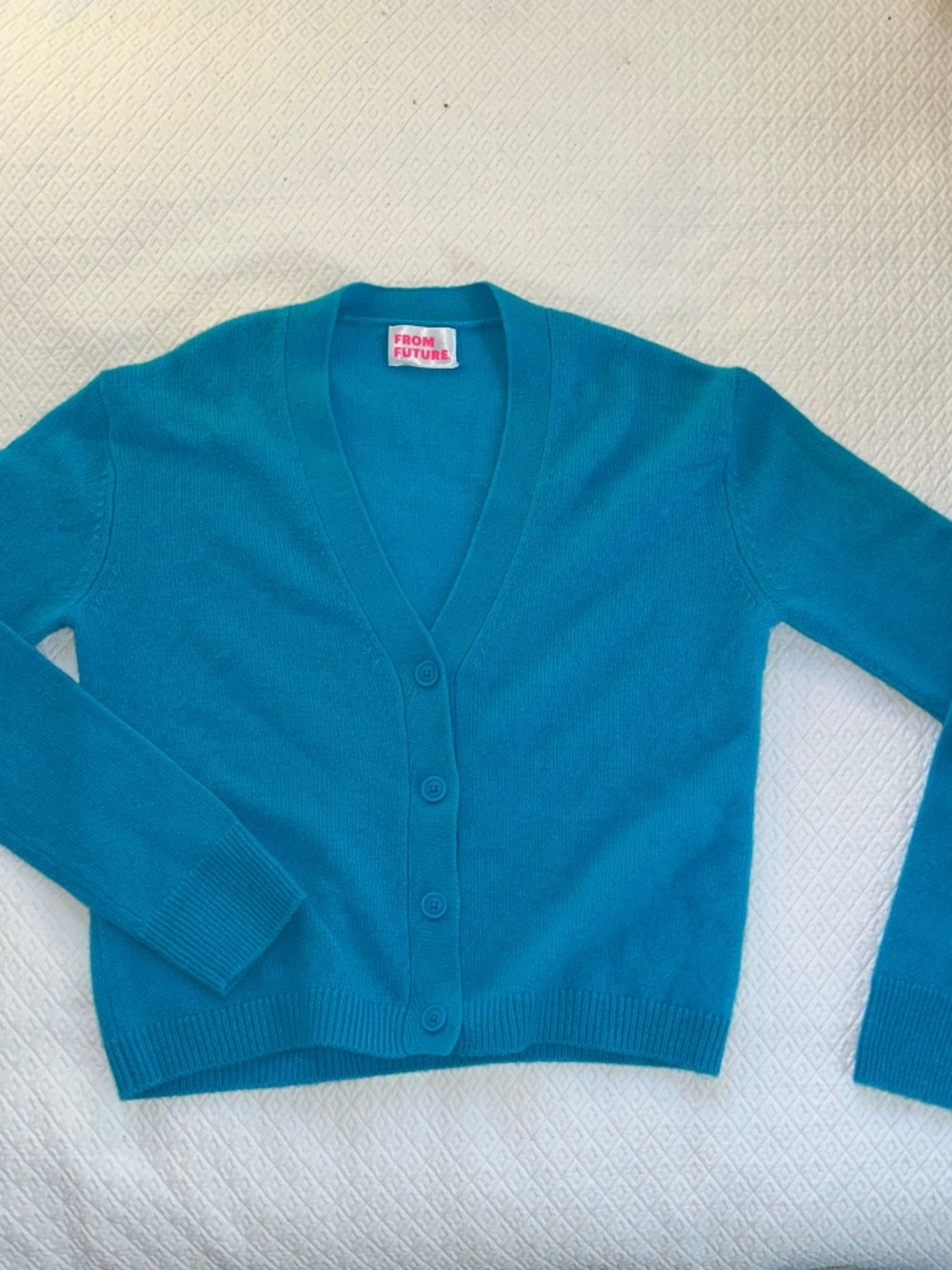 From Future NEW turquoise 100% cashmere cardigan sweater XS